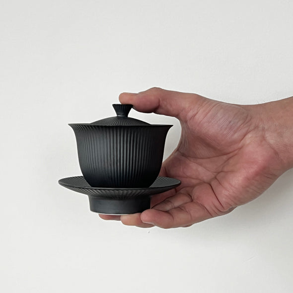 Porcelain Black Slate Shinogi Gaiwan Teapot