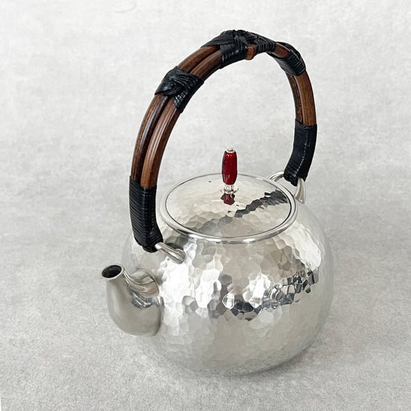 Pewter Teapot Marutsujime Antique Glass Knob