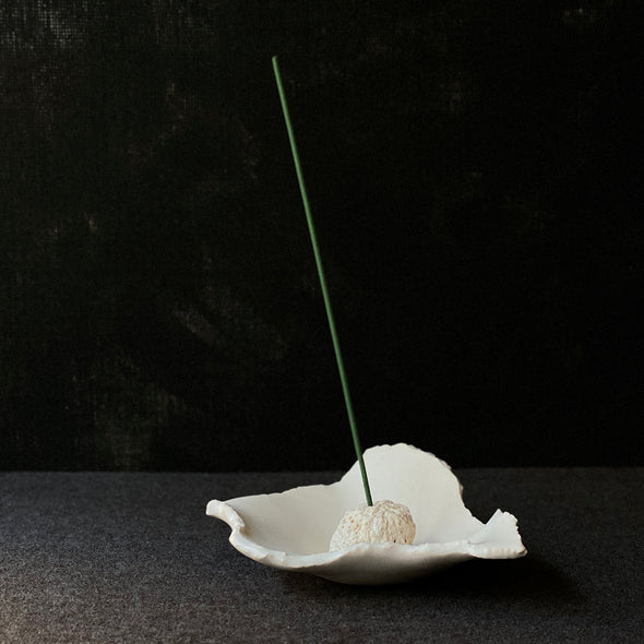 Rock Incense Holder and Plate White
