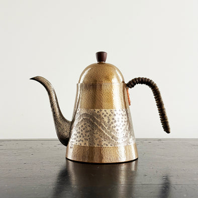 Hand Hammered Copper Coffee Kettle 900ml Crescent Wave