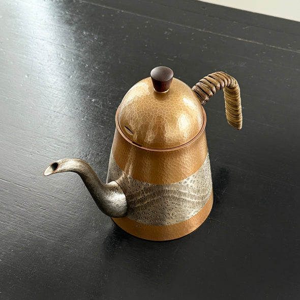 Hand Hammered Copper Coffee Kettle 900ml Crescent Wave