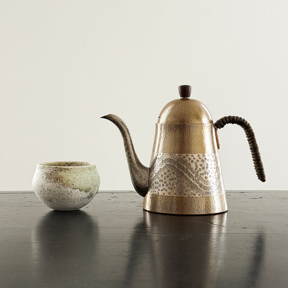 Hand Hammered Copper Coffee Kettle 900ml Crescent Wave