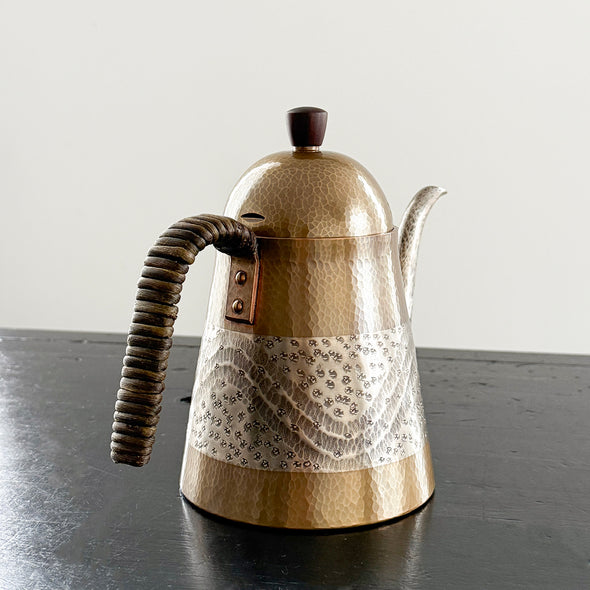 Hand Hammered Copper Coffee Kettle 900ml Crescent Wave