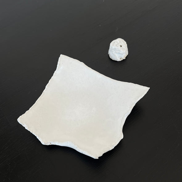 Rock Incense Holder and Plate White
