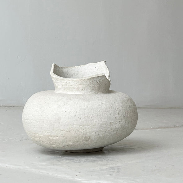 White Stone Vase #0523A