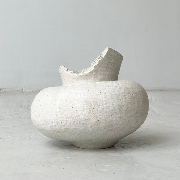 White Stone Vase #0523A