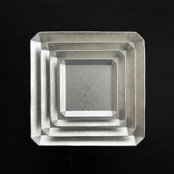 Happo Oshiki Pewter Tea Tray Set of 4
