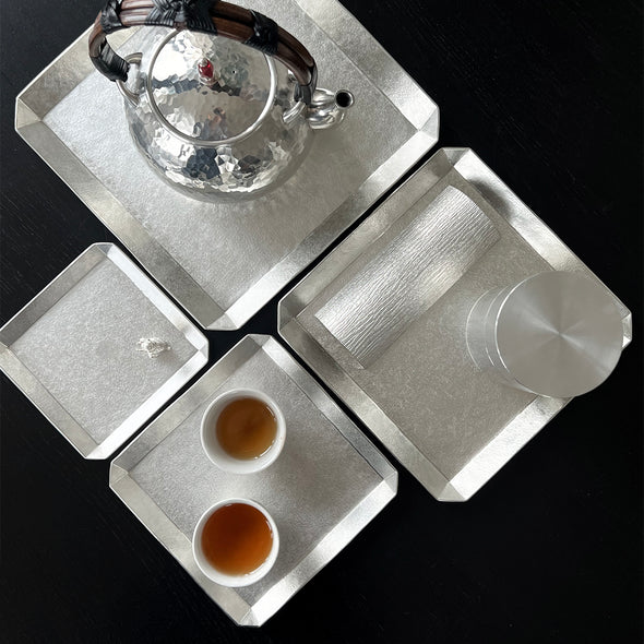 Happo Oshiki Pewter Tea Tray Set of 4