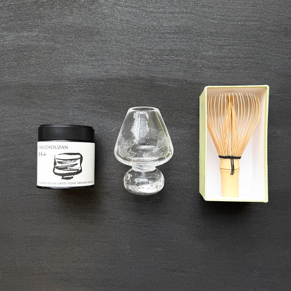 Matcha Whisk & Glass Stand Holder Set