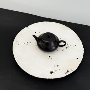 White Stone Tea Boat Tray -Round