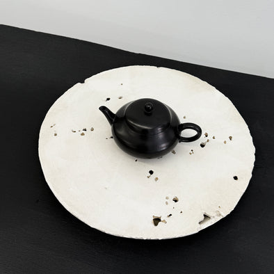 White Stone Tea Boat Tray -Round