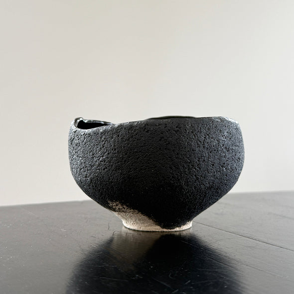 Chawan Tea Bowl Black Stone 9A