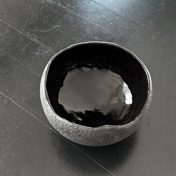 Chawan Tea Bowl Black Stone 9A