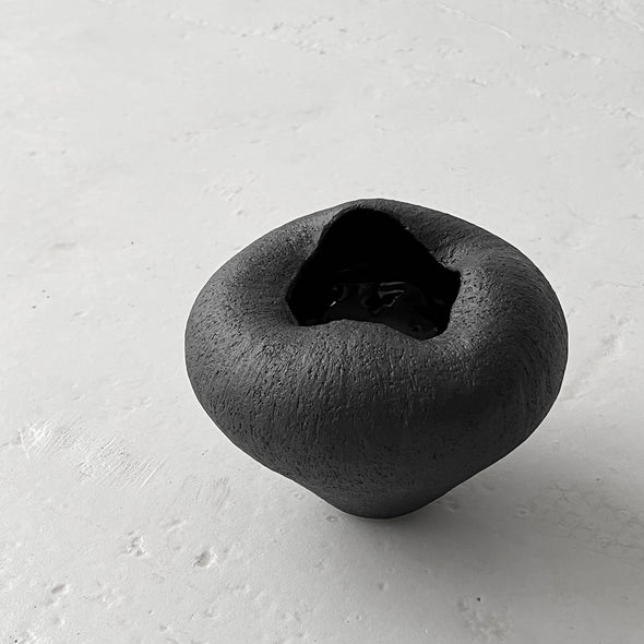 Black Stone Wave Vase Small #23B
