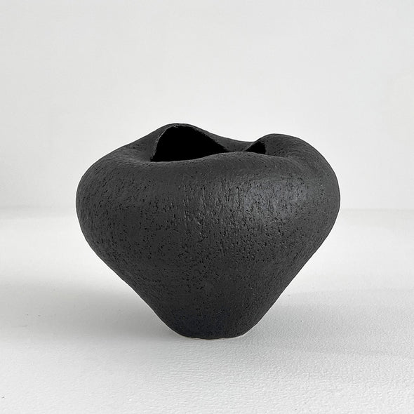 Black Stone Wave Vase Small #23B