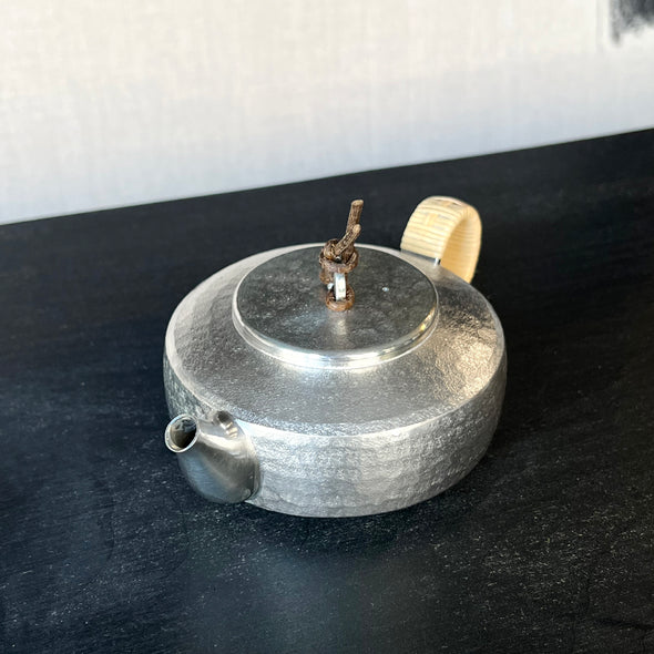 Flat Spinning Top Motif Pewter Teapot