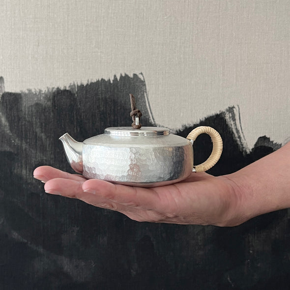 Flat Spinning Top Motif Pewter Teapot