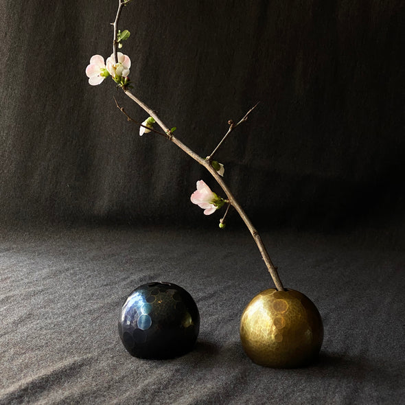 Hand-hammered Copper Orb Flower Vase Ocean