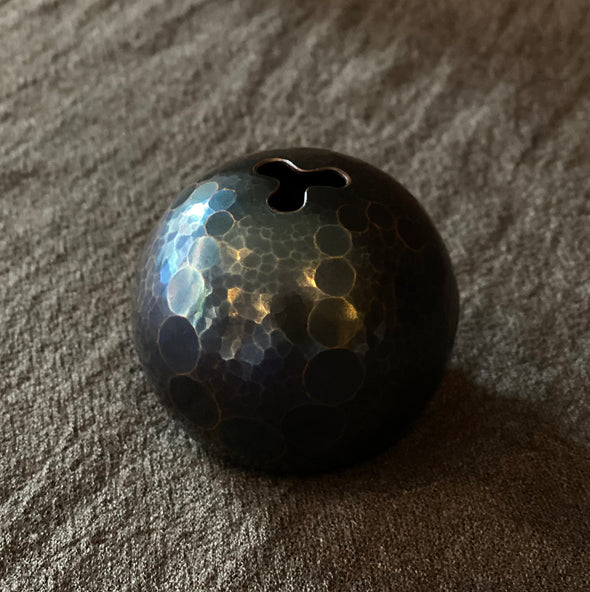 Hand-hammered Copper Orb Flower Vase Ocean