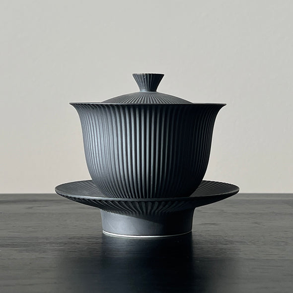 Porcelain Black Slate Shinogi Gaiwan Teapot