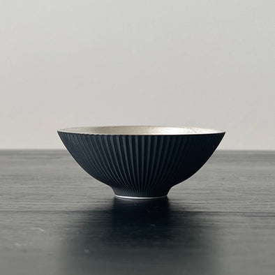 Arita Porcelain Black Slate Shinogi Silver Lined Cup