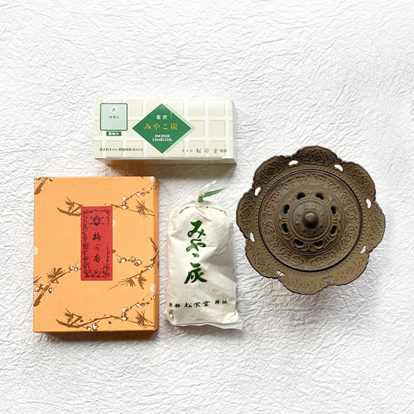 Cast Iron Tengai Incense Burner Complete Set