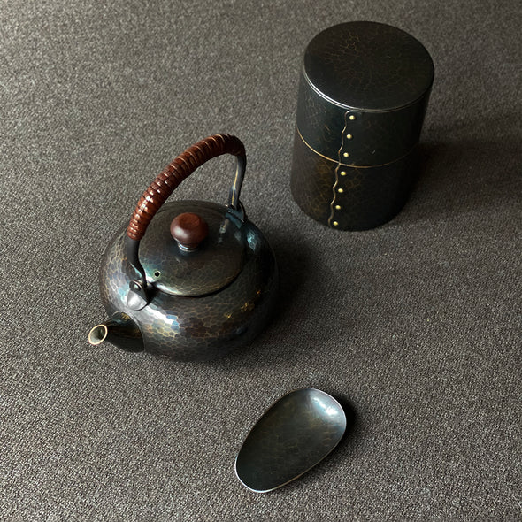Shikinshoku Flat Teapot 300ml Tsuiki Copperware