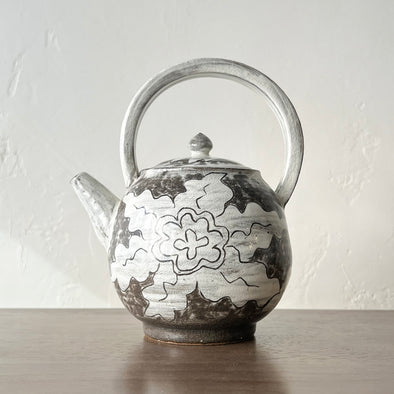 Buncheong Top Handle Flower Teapot #1a