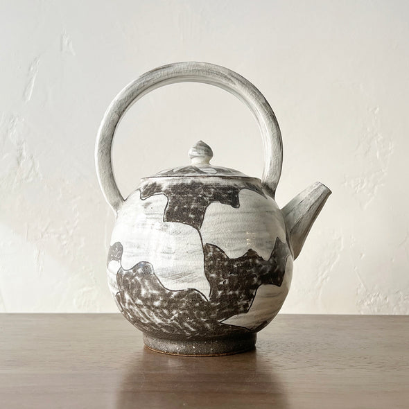 Buncheong Top Handle Flower Teapot #1a