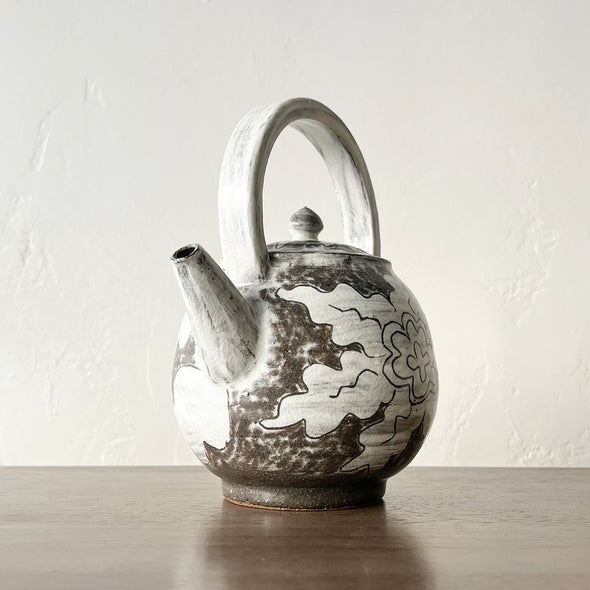 Buncheong Top Handle Flower Teapot #1a