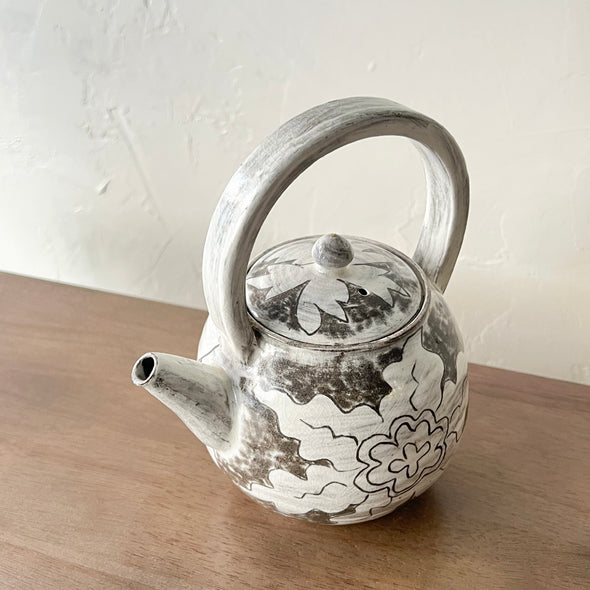 Buncheong Top Handle Flower Teapot #1a