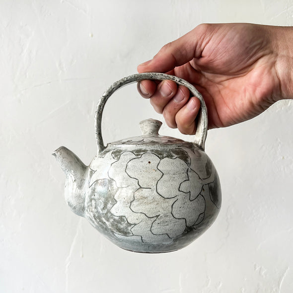 Buncheong Top Handle Flower Teapot #1b
