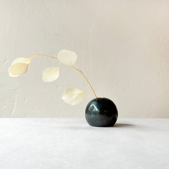 Hand-hammered Copper Orb Flower Vase Ocean