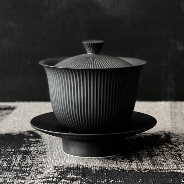 Porcelain Black Slate Shinogi Gaiwan Teapot